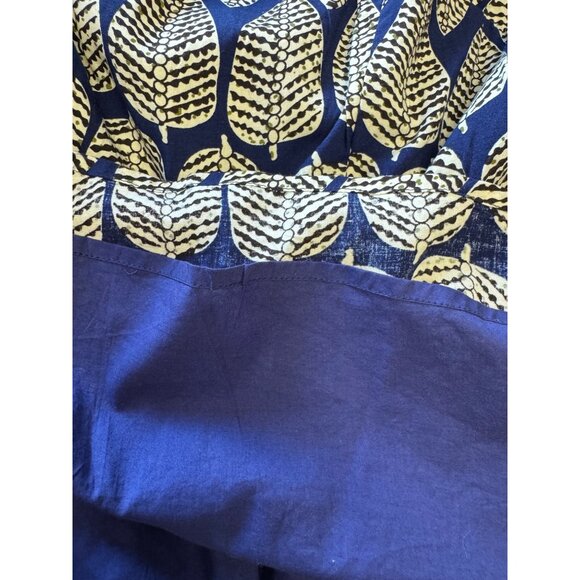 eShakti Dress M10 Navy White Leaf Print Midi V-Neckline & Short Sleeves - Picture 7 of 7